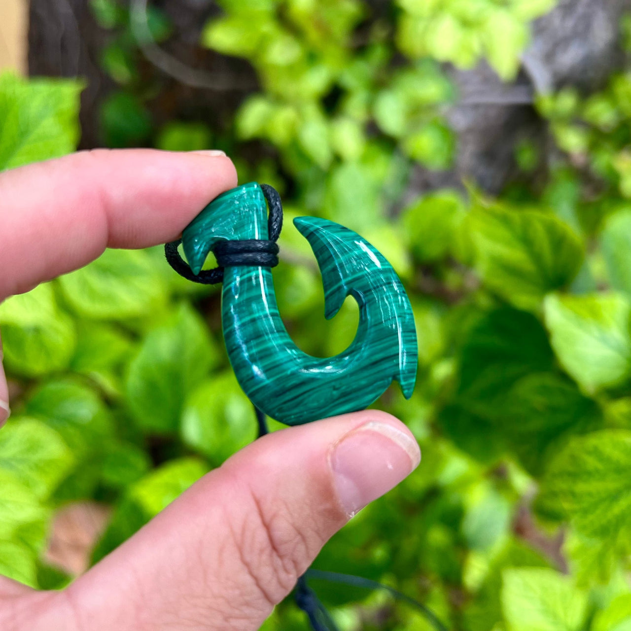 Malachite Composite Hand Carved Maui Fish Hook