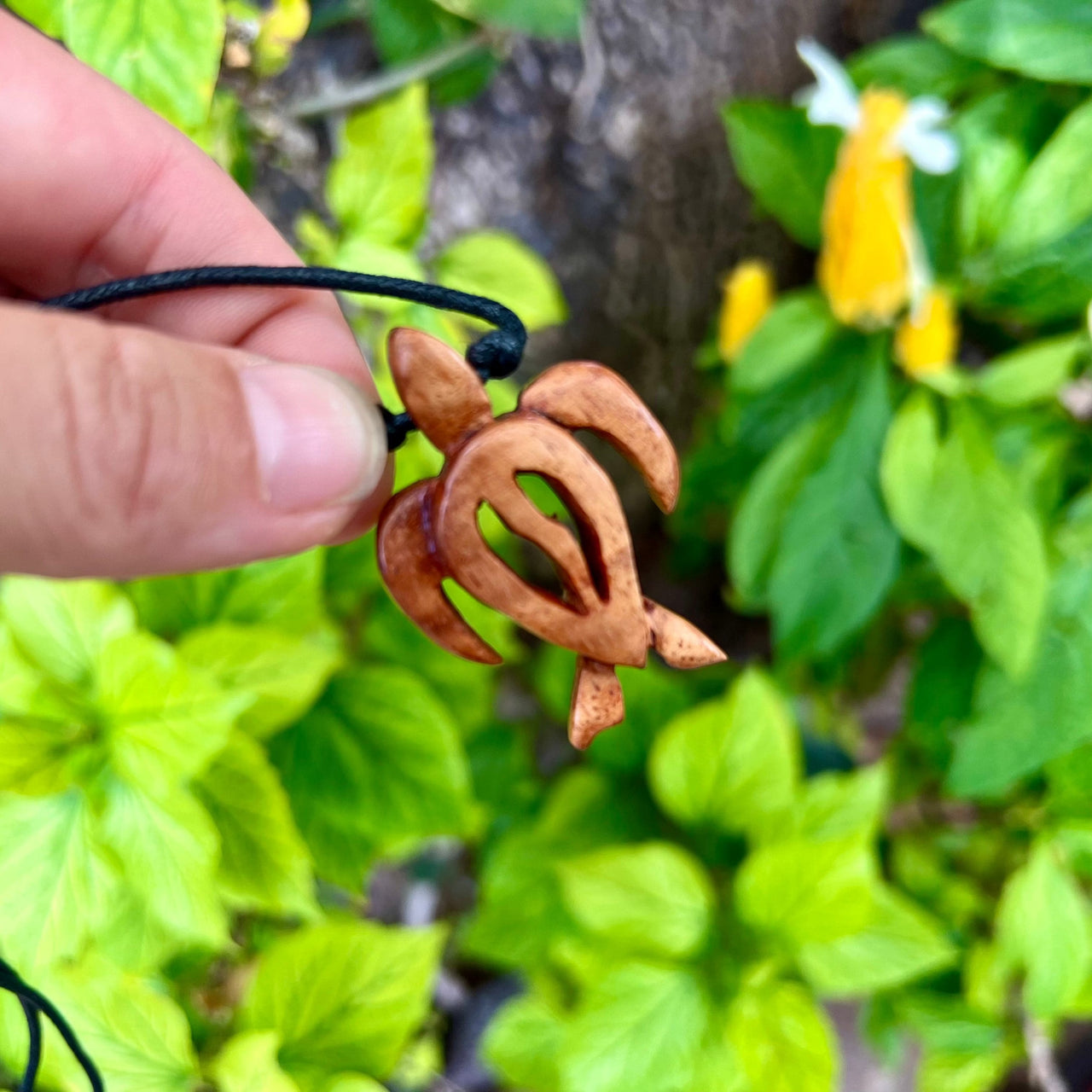 Hawaiian Koa Wood Hand Carved Turtle Necklace