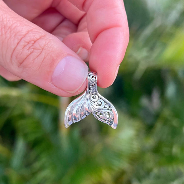 Whale Tail Pendant with Filagree Accent