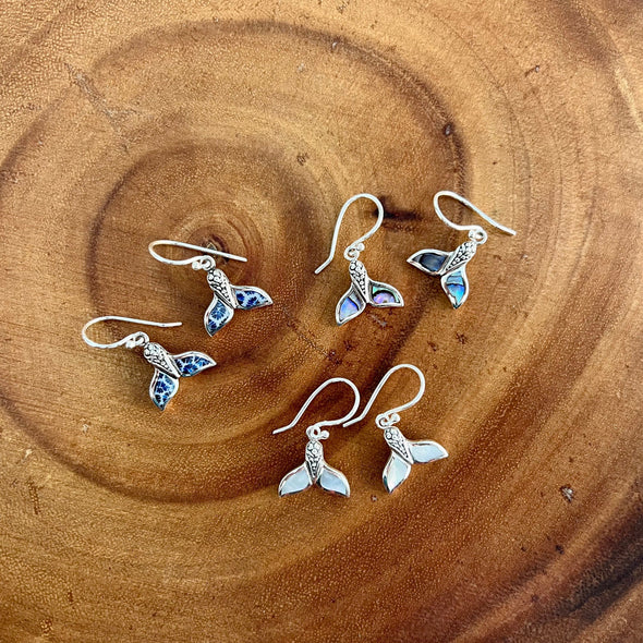 Whale Tail Earrings with Inlay- 4 Styles