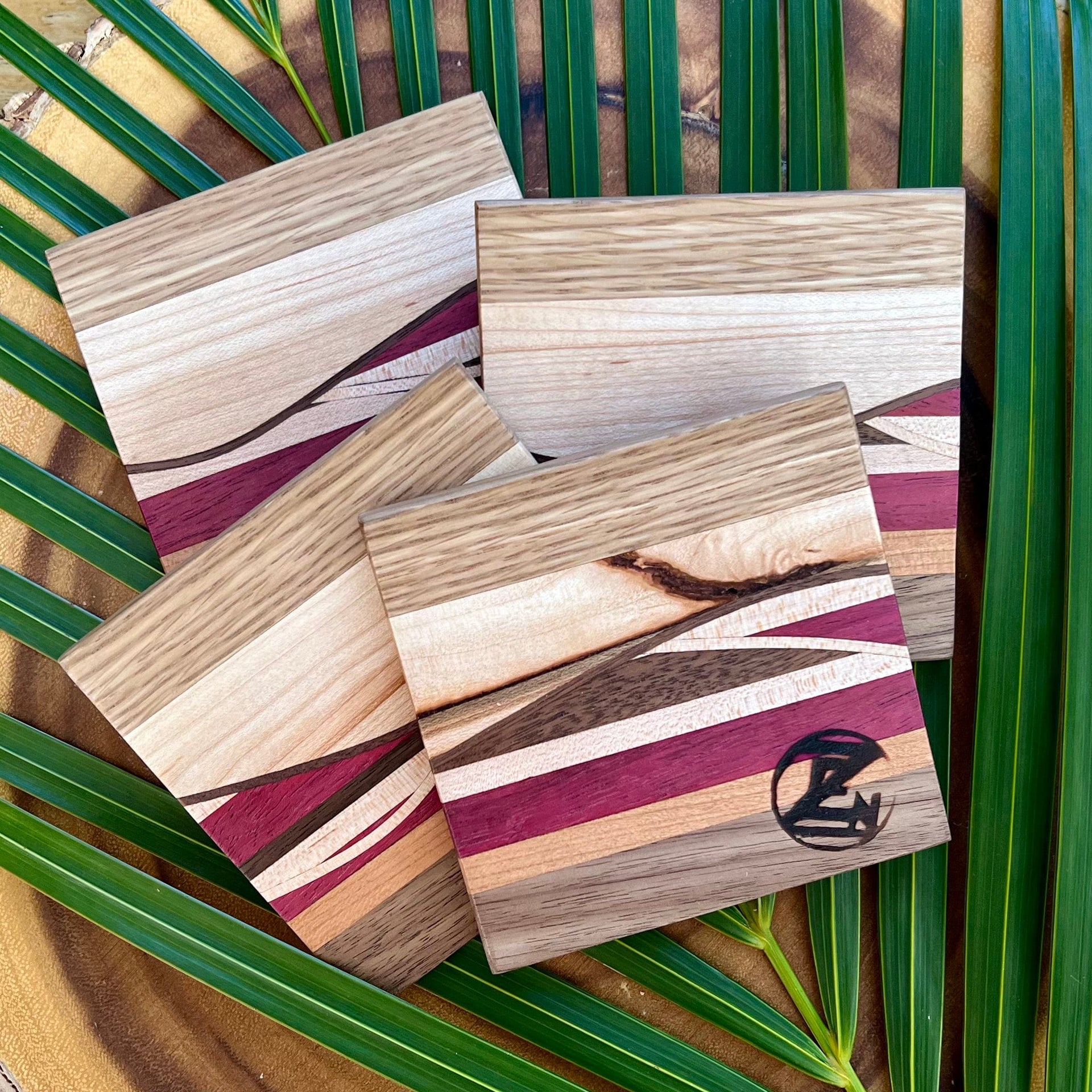 Handmade Maui Wood Coaster Set