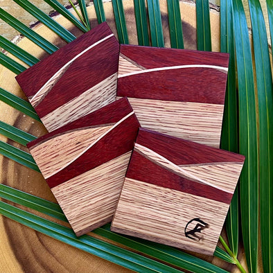 Set of Four Custom Maui Made Wood Coasters