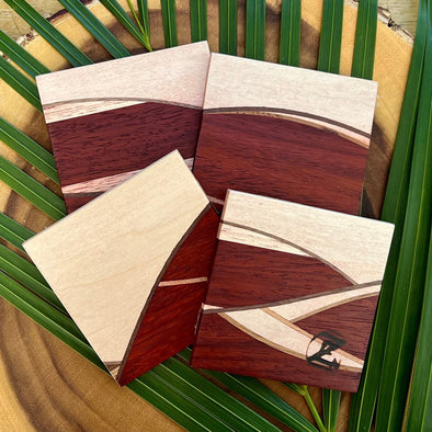Maui Handmade Wood Coaster Set