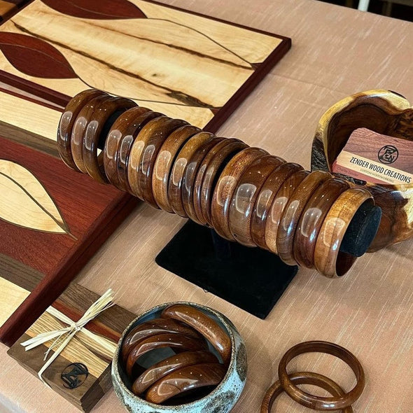 Zender Wood Creations Maui Small Business Bangle Display