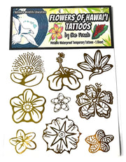 Metallic Gold Hawaiian Flower Temporary Tattoos