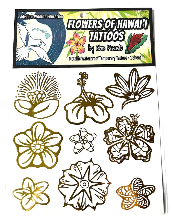 Metallic Gold Hawaiian Flower Temporary Tattoos