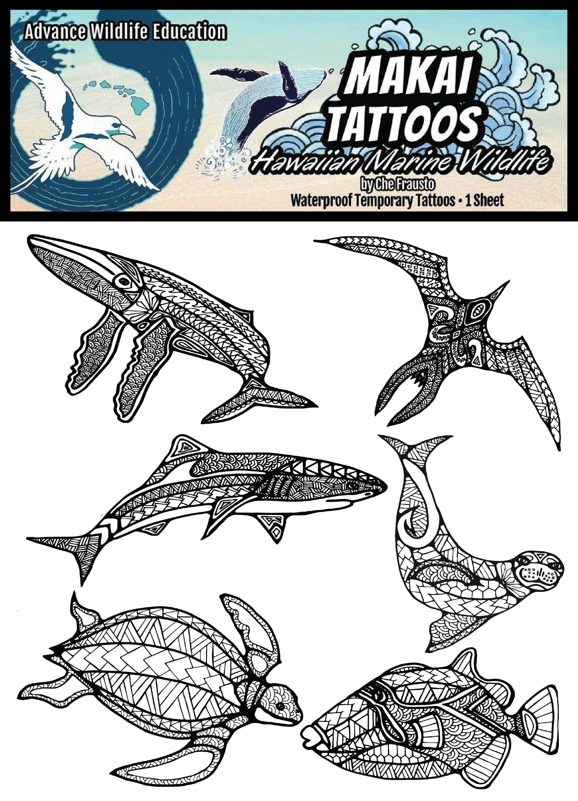 Makai Temporary Tattoos of Hawaiian Marine Wildlife