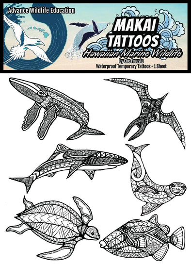 Metallic Silver Shark Temporary Tattoos