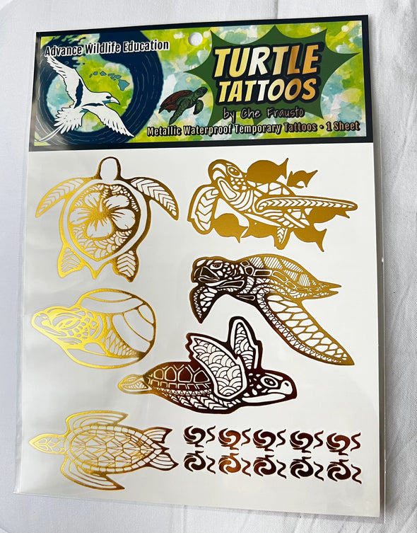 Metallic Gold Sea Turtle Temporary Tattoos