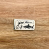 Scrimshaw Style Wide Money Clip with 2 shark detail designed by artist Linda Layden 