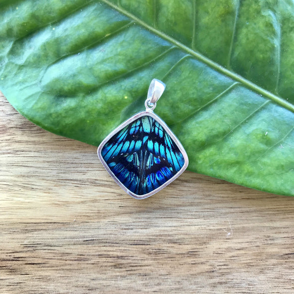 Blue Flash Diamond Style Butterfly Wing Pendant
