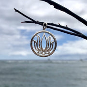 Sterling Silver Lotus Pendant handmade in Hawaii