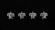 Four Large Enameled Sterling Silver Sea Turtle Pendant