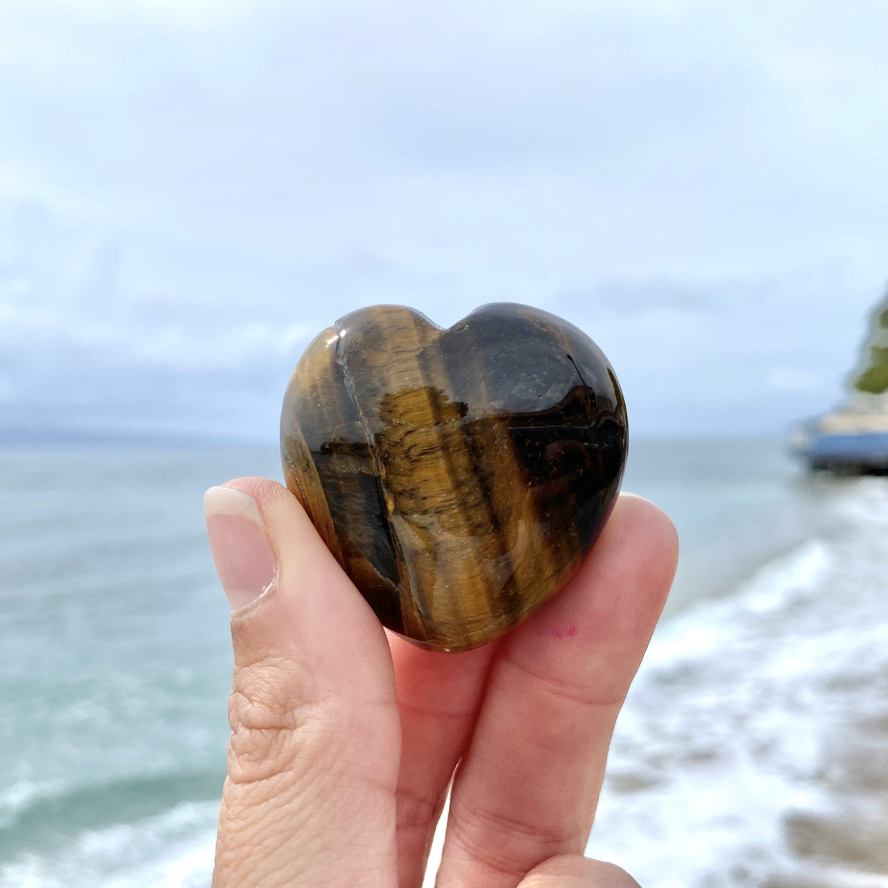 Tiger Eye Puffed Heart