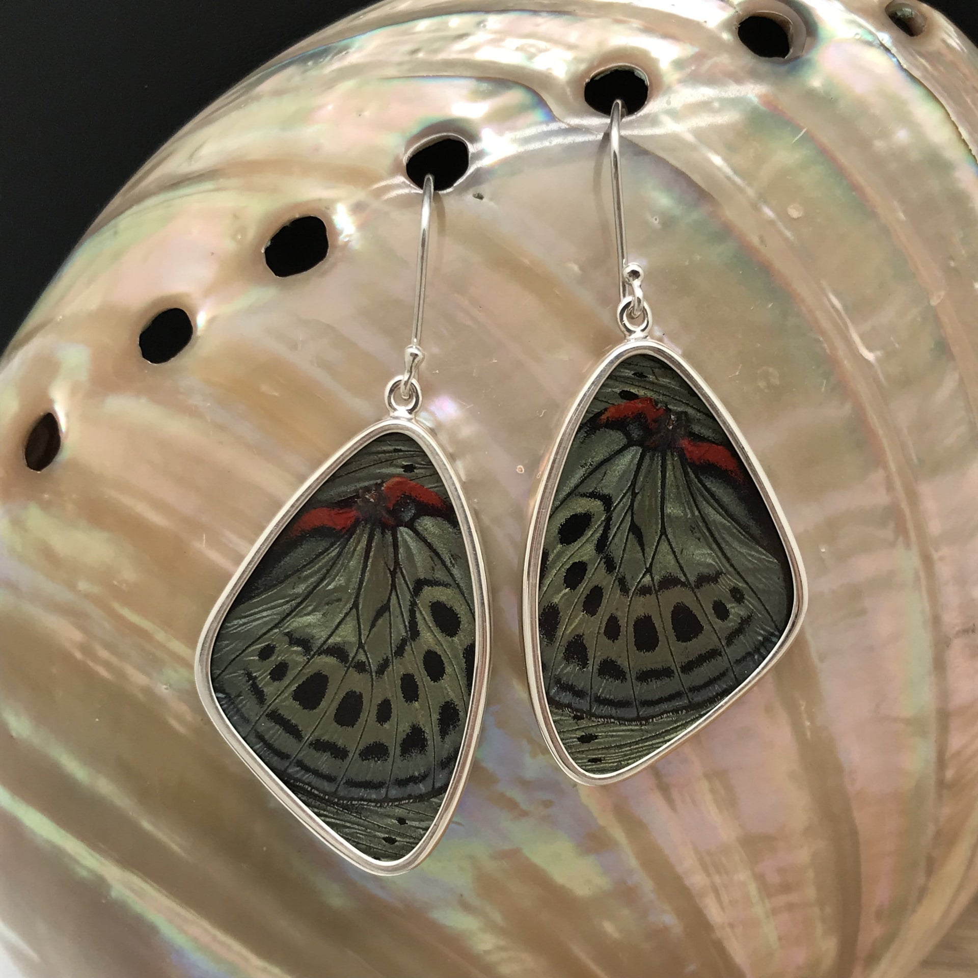 Sage Large Butterfly Wing Earrings