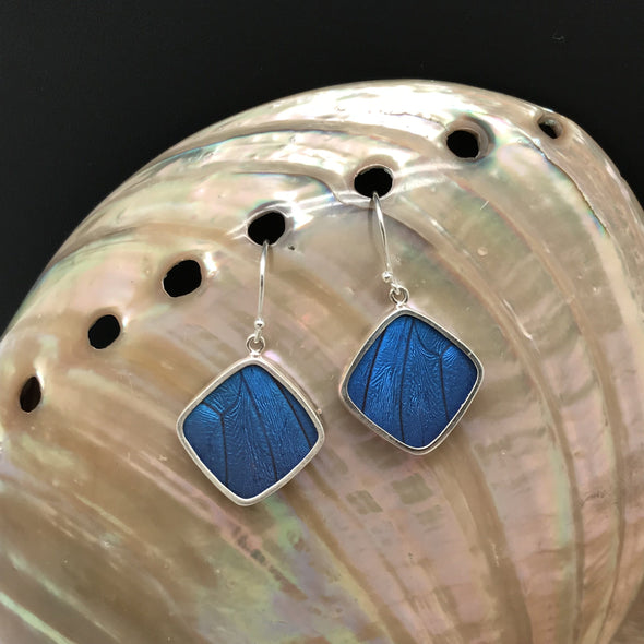 Diamond Blue Butterfly Wing Earrings