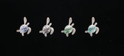 Four Detailed Sterling Silver Sea Turtle Pendants with Enamel Accent