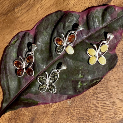 Dancing Butterfly Baltic Amber Pendants