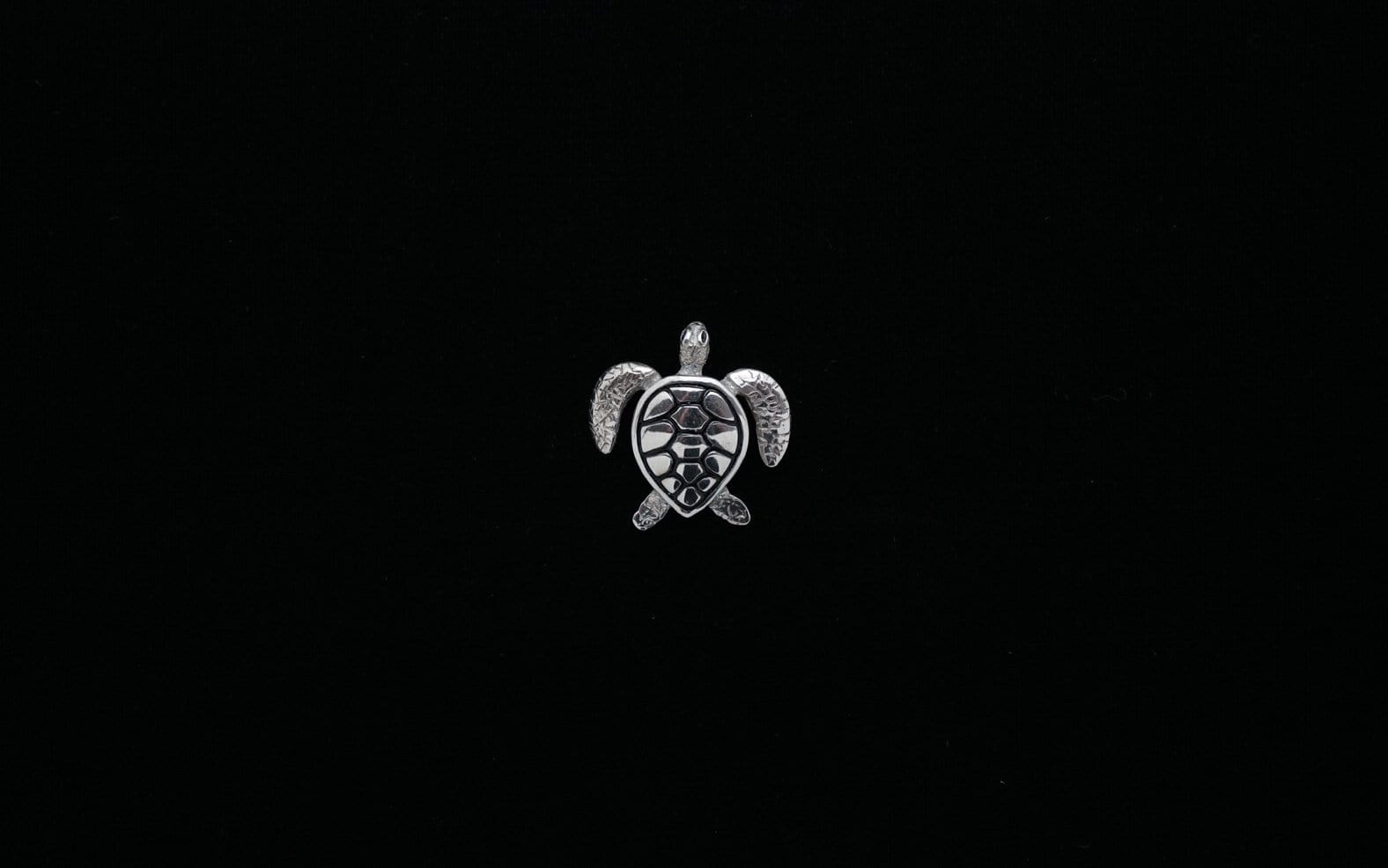 Black Enameled Sterling Silver Sea Turtle Pendant