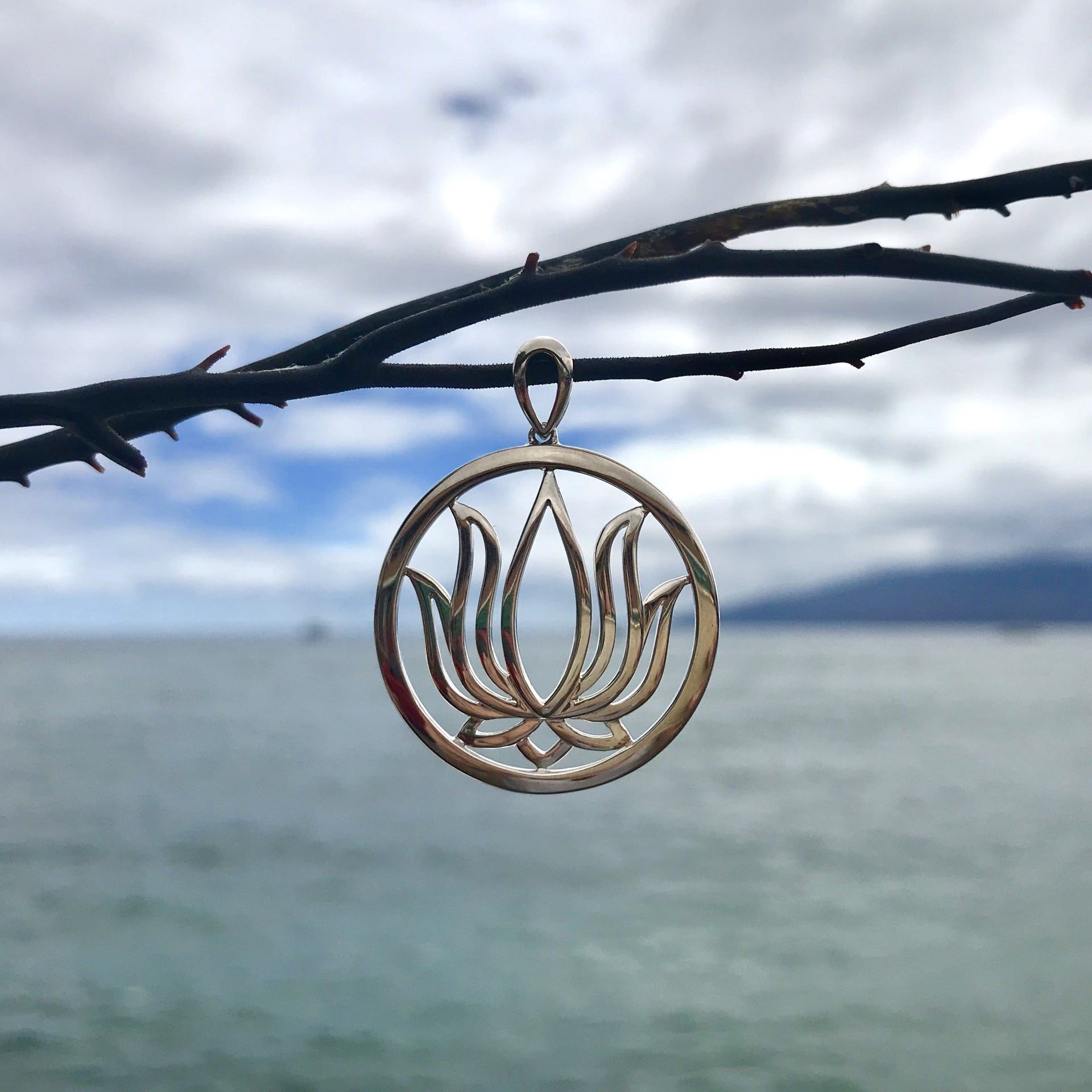 Small Sterling Silver Lotus Pendant