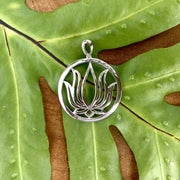 Large Sterling Silver Lotus Pendant