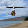 Small Honey Baltic Amber Pendant Set in Sterling Silver