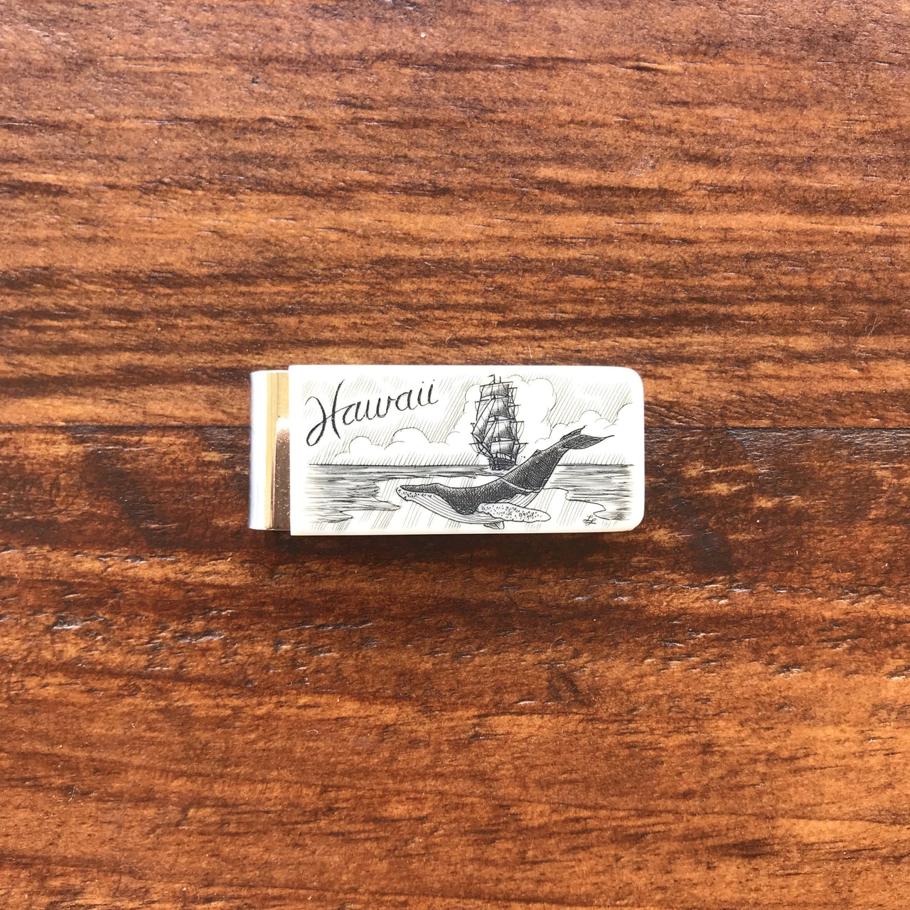 Scrimshaw Style Slim Money Clip