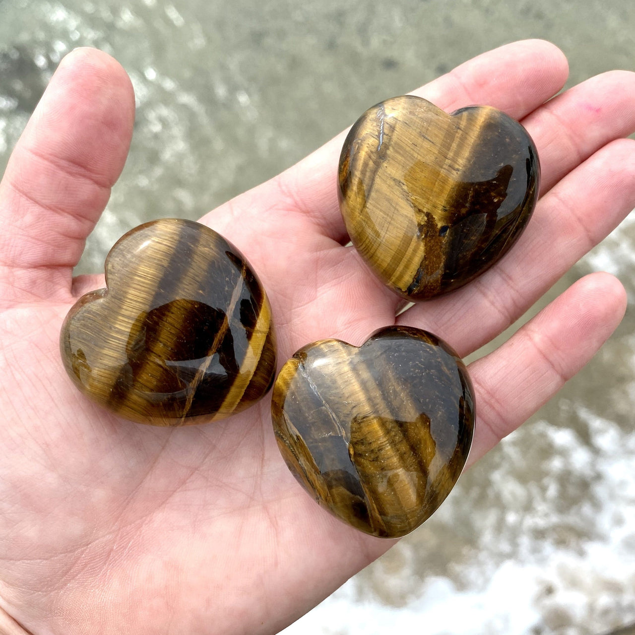 Tiger Eye Puffed Heart