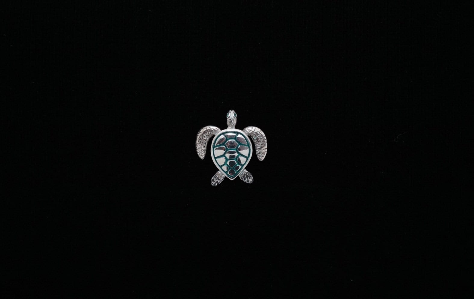 Black Enameled Sterling Silver Sea Turtle Pendant
