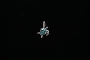 Small Detailed Sterling Silver Sea Turtle Pendant with Enamel Accent