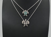 Sterling Silver Sea Turtle Pendants with Enamel in Two Sizes