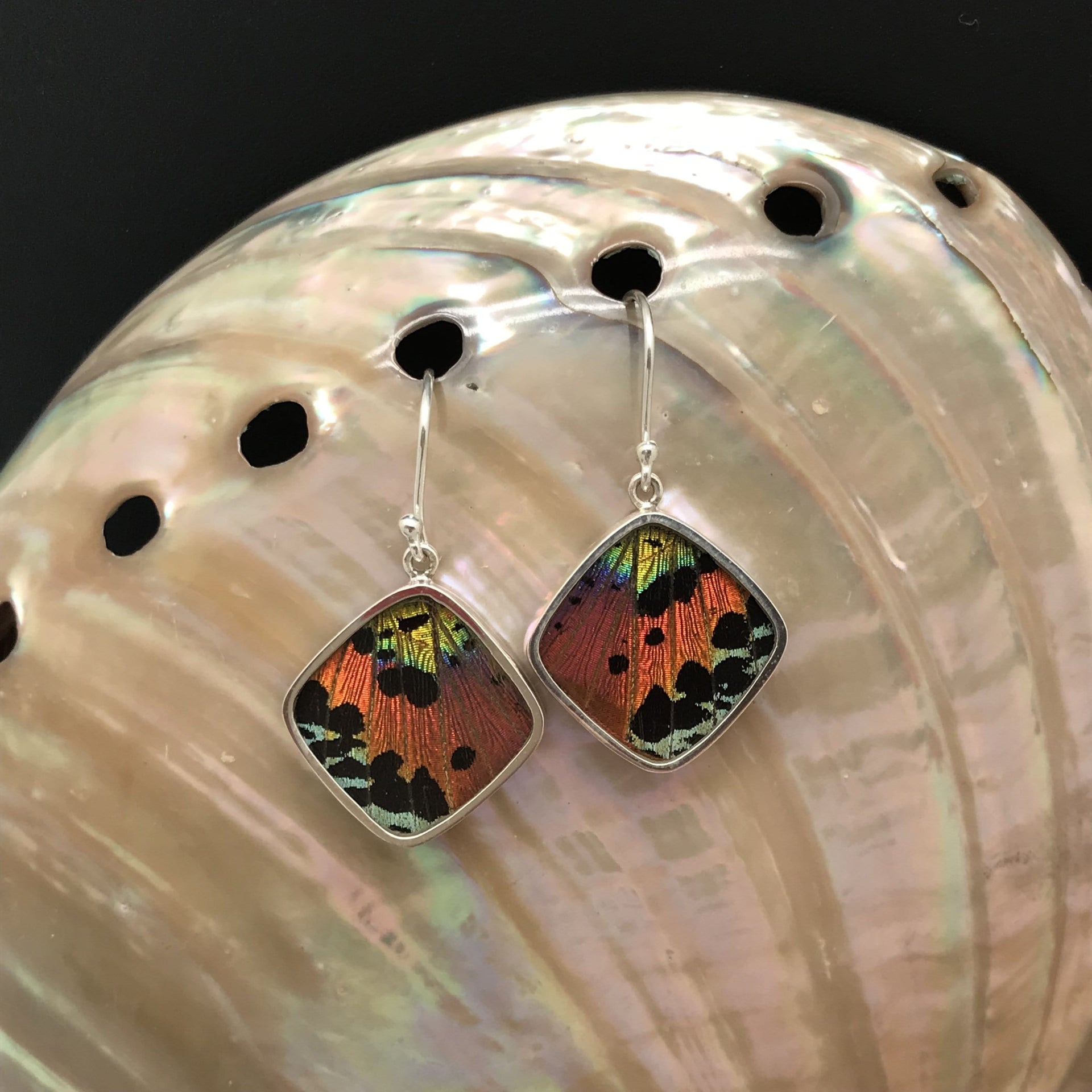 Diamond Style Butterfly Wing Earrings in Sunset