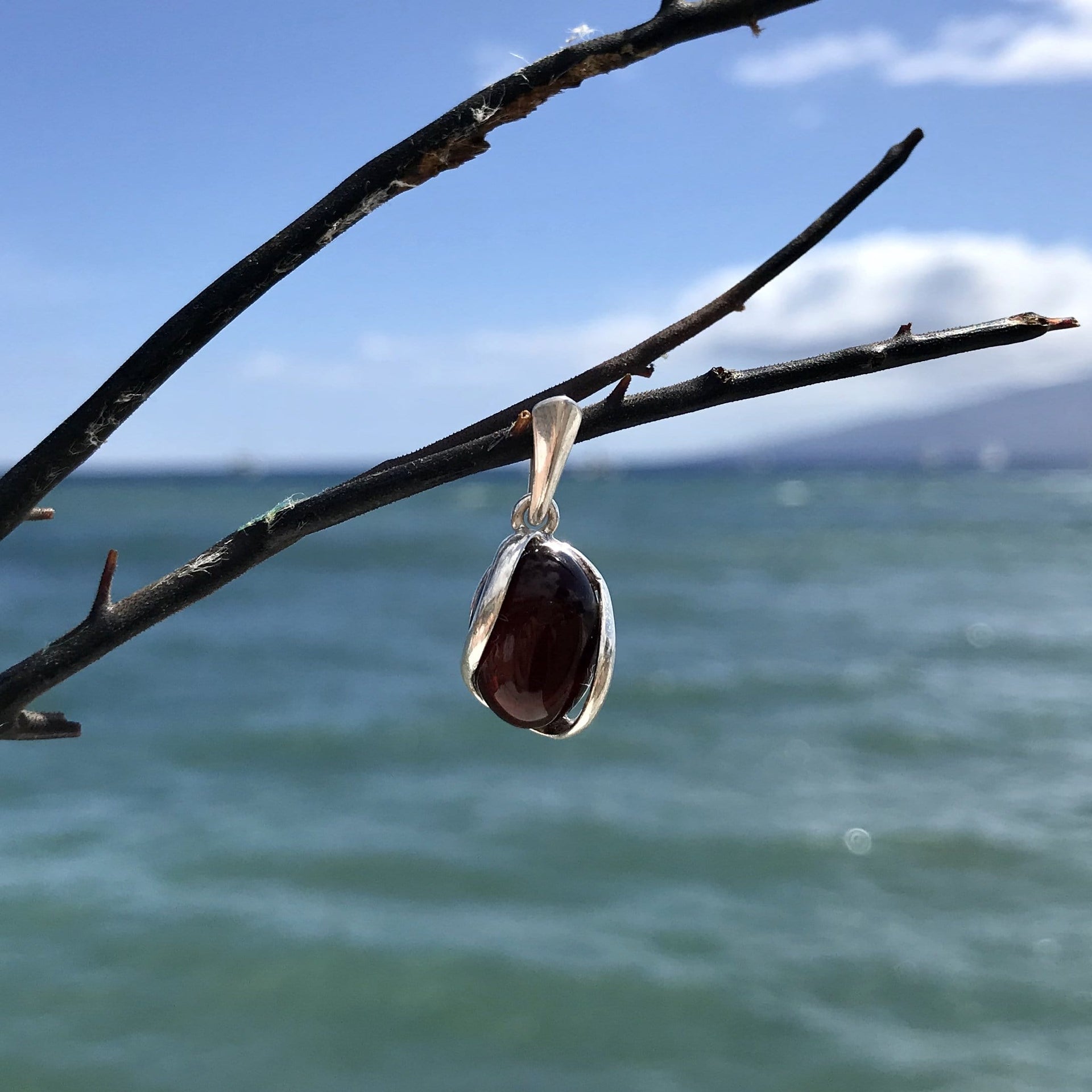 Oval Cherry Baltic Amber Pendant